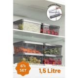 Vienev 6lı 1,5 Litre Block Sızdırmaz Saklama Kabı Seti Antrasit