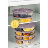 Vienev 6lı 3 Bölmeli Yuvarlak Saklama Kabı 1,2 Litre Pembe - 6 Adet