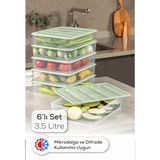 Vienev 6’li 3,5 Litre Buzdolabı Dondurucu Organizer Mikrodalga ve Difrize Uygun Saklama Kabı Mint