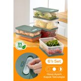 Vienev 6lı Ayarlı Sebze ve Meyve Saklama Kabı Yeşil 2x(2,5-3,8-5 Litre) - 6 lı