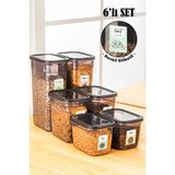 Vienev 6lı Beyaz Serigrafi Etiketli Peggy Dikdörtgen Saklama Kabı 2x(1,3 lt 2 lt + 3,2 lt) Antrasit