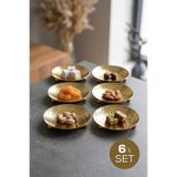 Vienev 6'lı Gold Renk Metal Mini Lokumluk - Dövme Desenli Sunum Tabağı