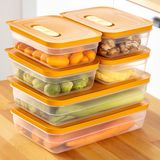 Vienev 6'lı Hava Kanallı Ayarlanabilir Sebze ve Meyve Saklama Kabı 4x(1,15 Lt) 2x(2,5 lt) turuncu