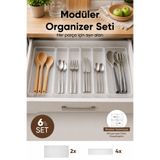 Vienev 6'lı Modüler Şeffaf Kaşıklık Seti Çekmece İçi Mutfak Çatal Kaşık Bıçak Düzenleyici Organizer (2E4F)