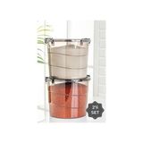 Vienev 7 Litre Yuvarlak Saklama Kabı 2li Set Kulplu Hava Geçirmez Antrasit Çok Amaçlı Kullanım