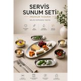 Vienev 7 Parça Paslanmaz Çelik Sunum , Servis Seti- Paslanmaz Metal Dekoratif Sunum Seti,Çerezlik