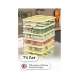Vienev 7li Buzdolabı Dondurucu Organizer Ve Saklama Kabı Sarı 5x 3,5lt 2x 1,65lt Sarı