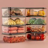 Vienev 8'li 775 ml Buzdolabı Düzenleyici Organizer Mikrodalgaya Uygun Difriz Saklama Kabı Gri