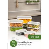 Vienev 8li Hava Geçirmez Saklama Kabı Seti Gri 2x(250-500-750-1200 ML)