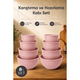 Vienev 8'li Karıştırma Ve Hazırlama Kabı Seti Pembe - 1L 1.5L 2.3L 3.3L