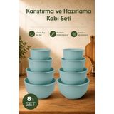 Vienev 8'li Karıştırma Ve Hazırlama Kasesi Seti Mint - 1L 1.5L 2.3L 3.3L