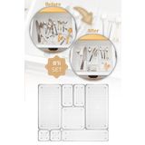 Vienev 8li Şeffaf Çekmece İçi Düzenleyici Organizer 2x( B.K. Dkdrtgn K.Kare) 1x(D.dkdrtgn B.Kare)
