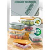 Vienev 9lu Ayarlı Sebze ve Meyve Saklama Kabı Renkli 3x(2,5-3,8-5 Litre) - 9 lu 28,5 cm