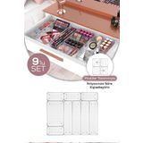 Vienev 9lu Şeffaf Çekmece Içi Düzenleyici Organizer 4x(D.DKDRTGN,K.DKDRTGN) 1x(O.DKDRTGN)
