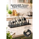 Vienev Ayarlanabilir Plastik Tencere Kapak Düzenleyici Çekmece Dolap İçi Mutfak Organizer Rafı