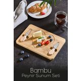 Vienev Bambu Love Kahvaltılık Peynir Sunum Seti Çift Bıçaklı