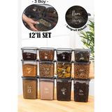 Vienev Beyaz Serigrafi Etiketli 12LI Peggy Dikdörtgen Saklama Kabı Seti 4X(1500-1150-800 Ml) Antrasit - 12 Adet