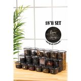 Vienev Beyaz Serigrafi Etiketli 18LI Peggy Kare Erzak Saklama Kabı 6x(0,55 Litre, 1,2 Litre, 1,75 Litre) Antrasit