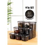 Vienev Beyaz Serigrafi Etiketli 9lu Peggy Kare Erzak Saklama Kabı 3x(0,55 Litre, 1,2 Litre, 1,75 Litre) Antrasit