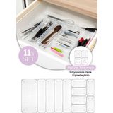 Vienev Çekmece İçi Kaşıklık - Dolap İçi Çatal-kaşık Bıçak Düzenleyici Organizer 11li Set