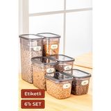 Vienev Etiketli 6lı Set Maxi Boy Peggy Uzun Dikdörtgen Saklama Kabı 2x(1,3 Litre, 2 Litre, 3,2 Litre)