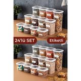 Vienev Etiketli Foly Kare Erzak Saklama Kabı 24'lü Set 8x(0,55 Litre, 1,2 Litre, 1,75 Litre) Beyaz - 550 ml