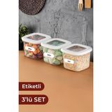 Vienev Etiketli Foly Kare Erzak Saklama Kabı 3'lü Set Küçük Boy 0,55 Litre Beyaz