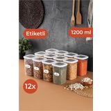 Vienev Etiketli Foly Kare Erzak Saklama Kabı Seti 12li 1,2 Orta Boy Beyaz
