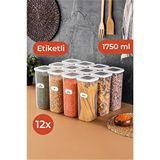 Vienev Etiketli Foly Kare Erzak Saklama Kabı Seti 12li 1,75 Büyük Boy Beyaz