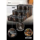 Vienev Etiketli Kare Erzak Saklama Kabı 18'li Set 6x(0,55 Litre, 1,2 Litre, 1,75 Litre) Antrasit - 1,2 lt