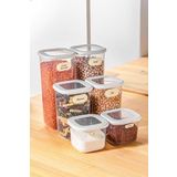 Vienev Etiketli Kare Erzak Saklama Kabı 6'lı Set 2x(0,55 Litre, 1,2 Litre, 1,75 Litre) Beyaz
