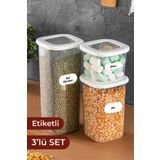 Vienev Foly Etiketli Kare Erzak Saklama Kabı 3'lü Set 1x(0,55 LİTRE, 1,2 LİTRE, 1,75 LİTRE)
