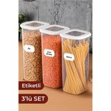 Vienev Foly Etiketli Kare Erzak Saklama Kabı 3'lü Set Büyük Boy 1,75 Litre