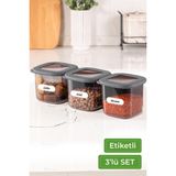 Vienev Foly Etiketli Kare Erzak Saklama Kabı 3'lü Set Küçük Boy 3x(0,55 LİTRE)