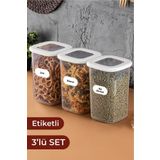 Vienev Foly Etiketli Kare Erzak Saklama Kabı 3'lü Set Orta Boy 1,2 Litre