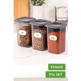 Vienev Foly Etiketli Kare Erzak Saklama Kabı 3'Lü Set Orta Boy 3X(1,2 Litre)