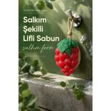 Vienev Kırmızı Üzüm Şekilli Lifli Katı Sabun 10,5x7x5,2 cm Peeling Etkili Asılabilir Dekoratif Banyo El Sabunu