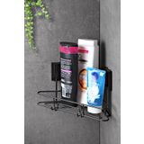 Vienev Metal Banyo Içi Raf Üçgen Siyah