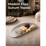 Vienev Modern Elips Metal Sunum Tepsisi - Gümüş