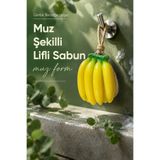 Vienev Muz Şekilli Lifli Katı Sabun 8x7,5x5 cm Peeling Etkili Asılabilir Dekoratif Banyo El Sabunu
