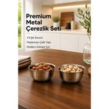 Vienev Paslanmaz Metal 2'li Çerezlik Kase Takımı - 9,5x6 cm Lüks Sunum ve Sosluk Seti - 220 ml