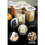 Vienev Renkli Etiketli Kare Erzak Saklama Kabı 6lı Set 1,2 Litre Beyaz