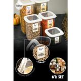 Vienev Renkli Etiketli Kare Erzak Saklama Kabı 6lı Set 2x(0,55 litre, 1,2 litre, 1,75 litre) Beyaz