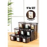 Vienev Renkli Etiketli Peggy Kare Erzak Saklama Kabı 3x(0,55 lt, 1,2 lt, 1,75 lt) Antrasit