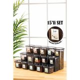 Vienev Renkli Etiketli Peggy Kare Erzak Saklama Kabı 5x(0,55 lt, 1,2 lt, 1,75 lt) Antrasit