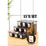 Vienev Renkli Etiketli Peggy Kare Erzak Saklama Kabı 9x(0,55 lt) + 6x(1,75 lt) Antrasit