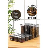 Vienev Serigrafi Etiketli 15li Foly Kare Erzak Saklama Kabı 9x(0,55 Litre) 6x(1,75 Litre) Antrasit