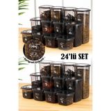 Vienev Serigrafi Etiketli Peggy Kare Erzak Saklama Kabı 24'lü Set 8x(0,55 Litre, 1,2 Litre, 1,75 Litre) Antrasit - 24 Adet