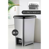 Vienev Slim Pedallı Çöp Kovası 25 Lt Gri
