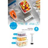 Vienev Vakumlu Gıda Saklama Kabı Seti – BPA’sız, Silikon Kapaklı, Sızdırmaz 4’lü (450-950-1800 ml) Çok Amaçlı Kullanım